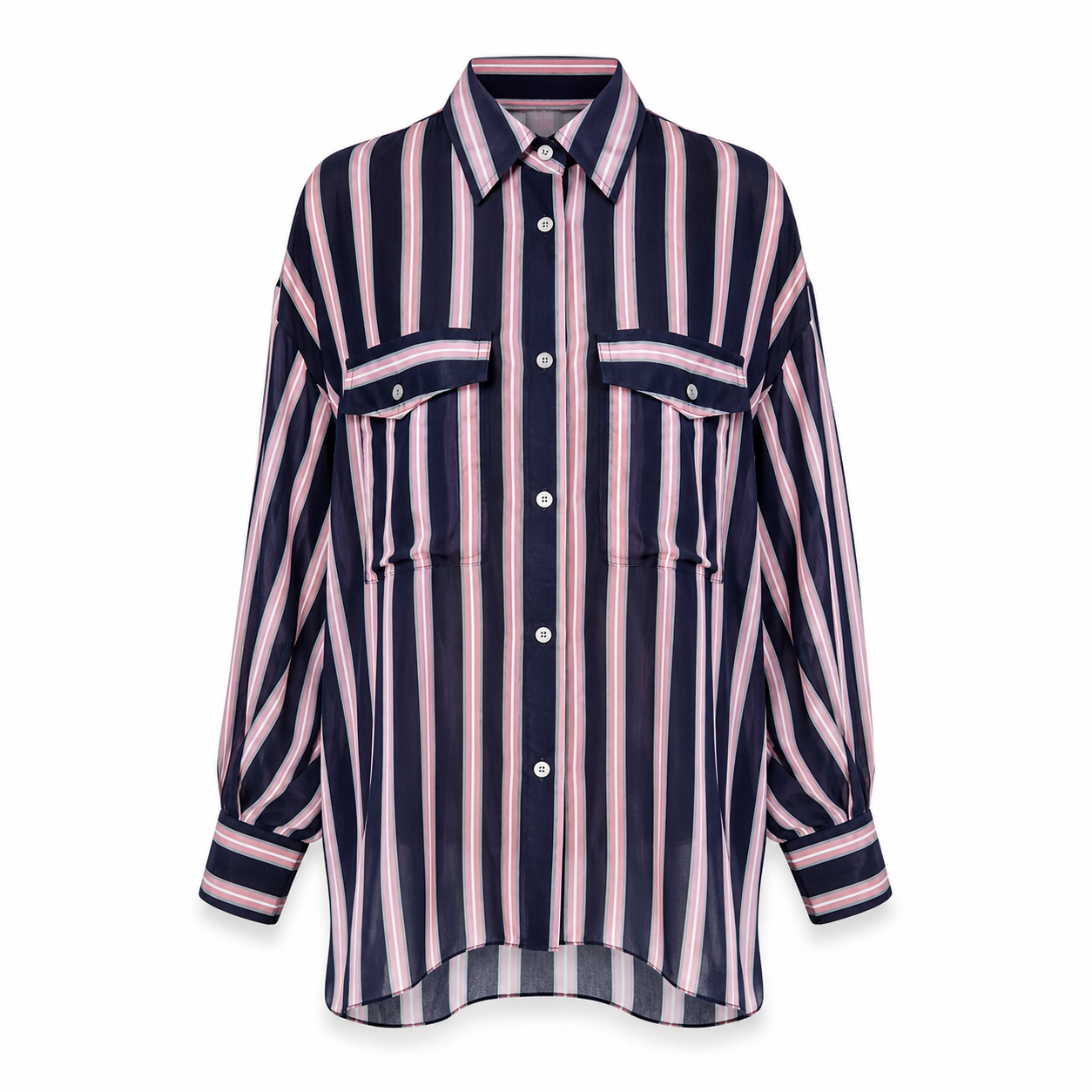Isabel Marant Étoile Navy & Pink Striped Oversized Blouse - Size 36