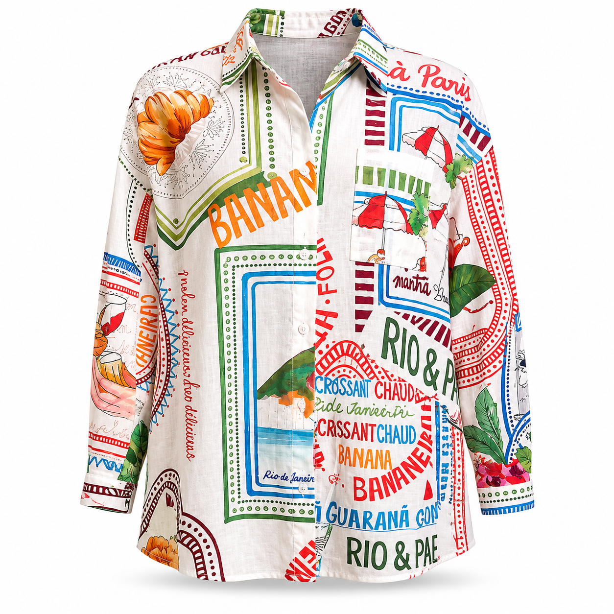 Tropical Collage Print Shirt - Size M
