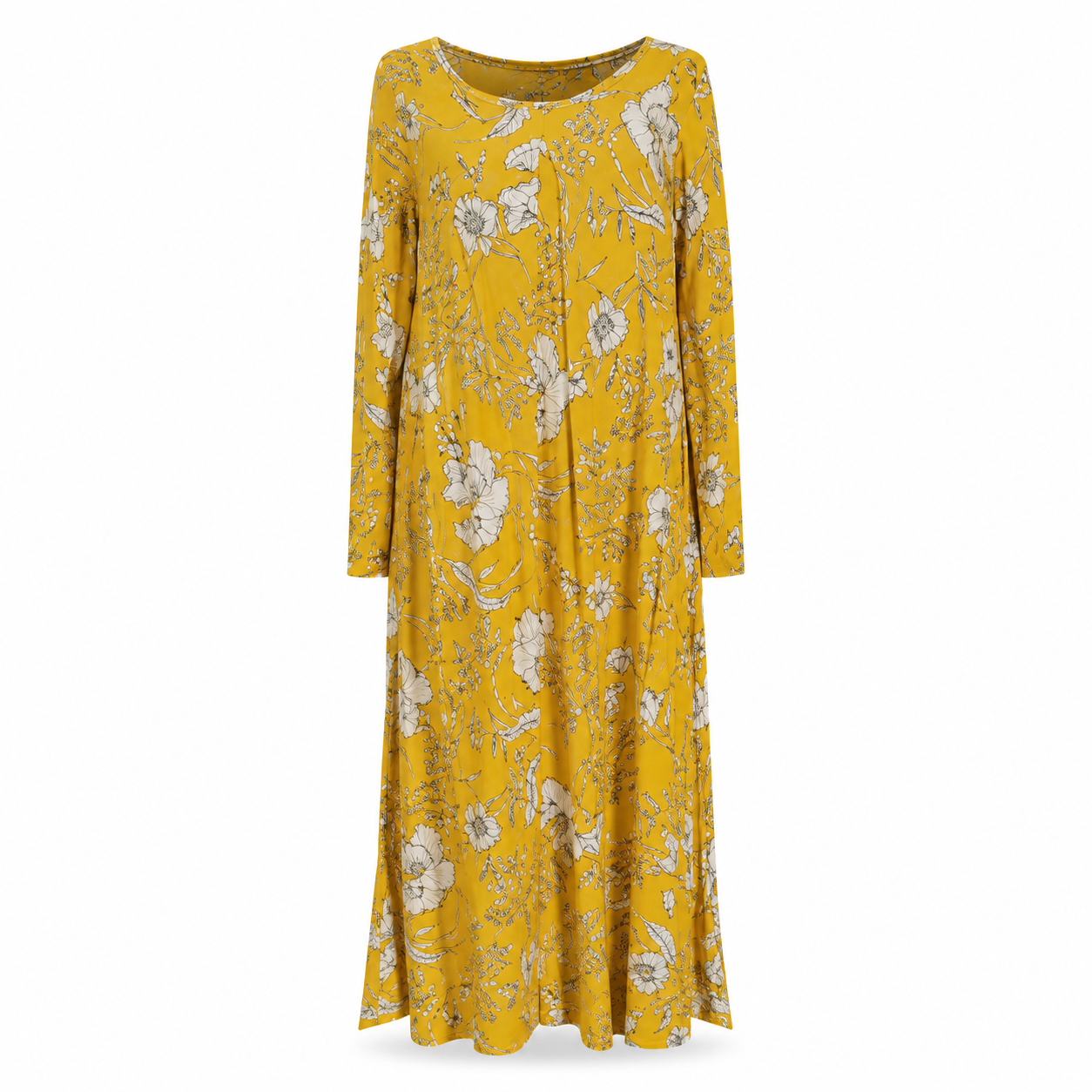 Mel Mustard Floral Maxi Dress - Size Estimate L