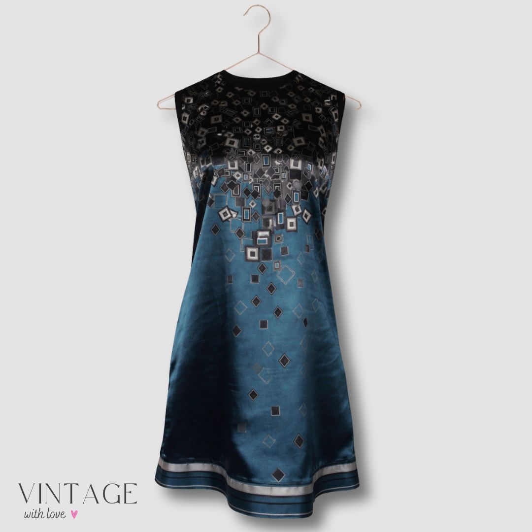 Bershka Teal Geometric Patterned Mini Dress – Size L/30
