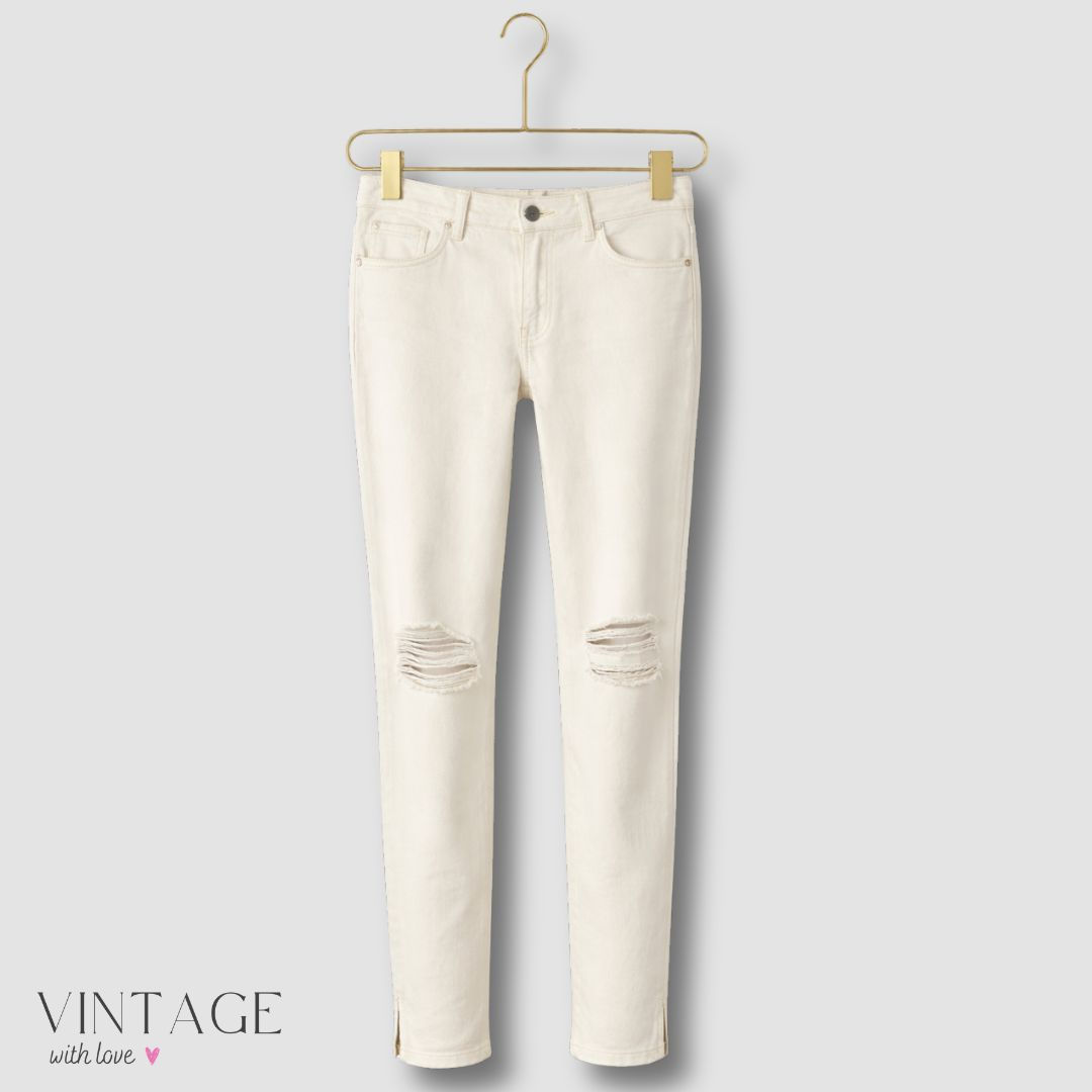 Adriano Goldschmied White Ripped Skinny Jeans - Size Estimated XS