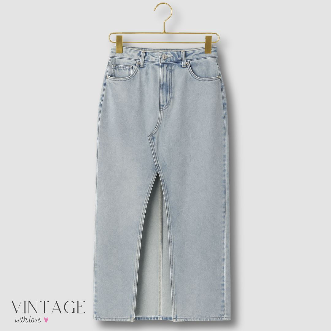 Cotton On Light Blue Denim Maxi Skirt - Size EU 36