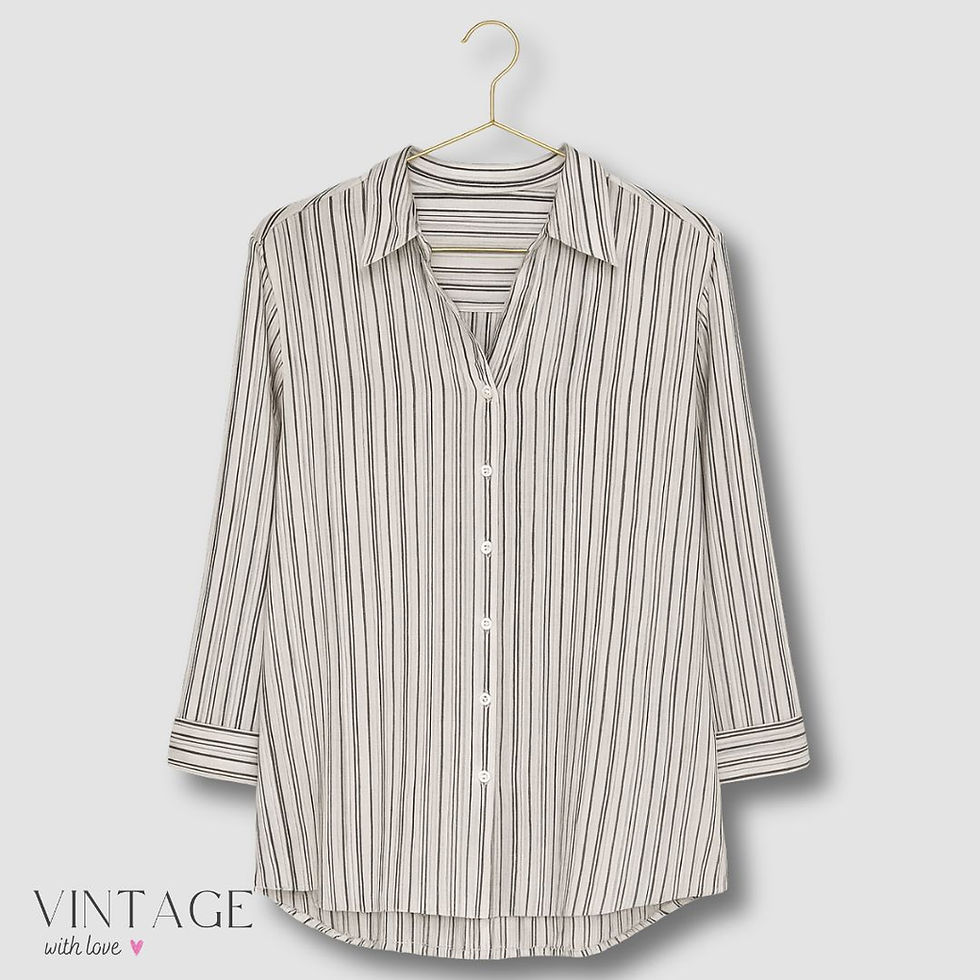 Merien Hall White Striped Shirt - Size L