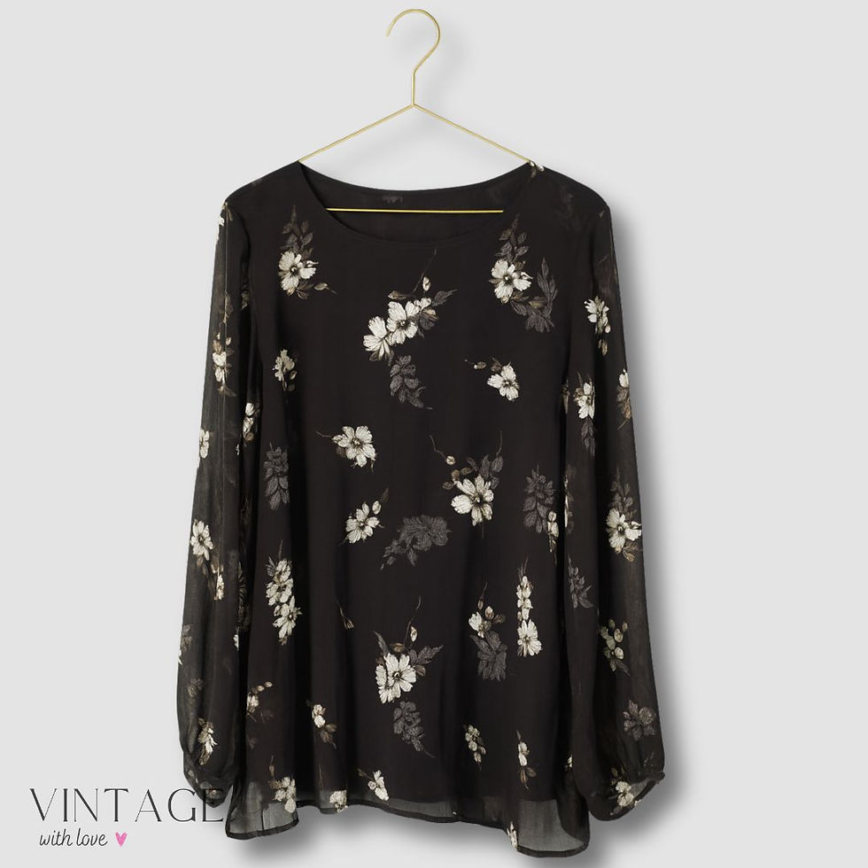 Witchery Black Floral Blouse - Size 12