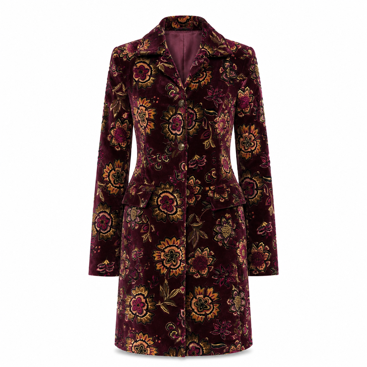 Hip Hop Velvet Floral Coat - Size 38