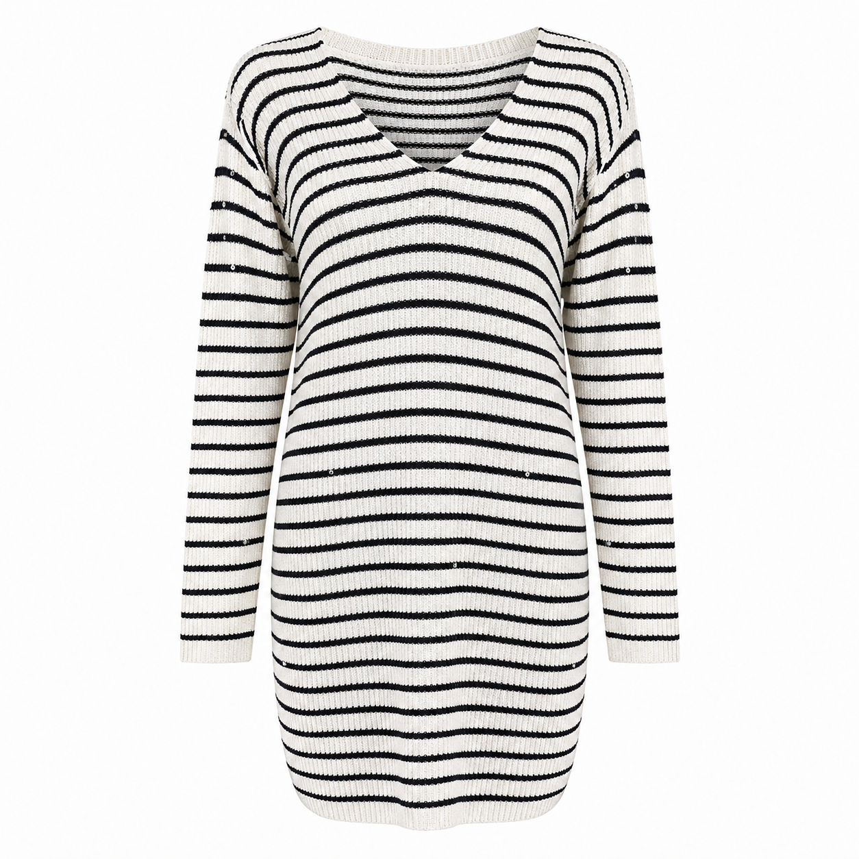 Zadig & Voltaire White & Black Stripe Knit Dress - Size M