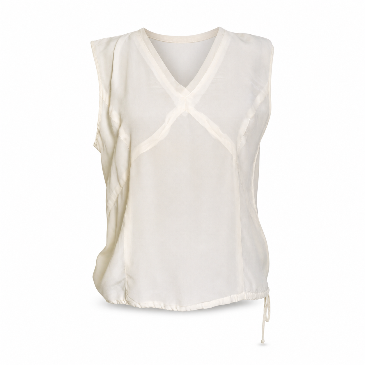 Jo Borkett Cream Sleeveless Blouse - Size 36