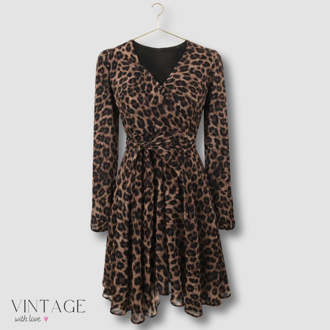 Forever New Black & Brown Leopard Print Dress - Size EUR 32