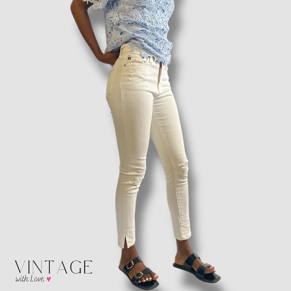 Thumbnail: Adriano Goldschmied White Ripped Skinny Jeans - Size Estimated XS