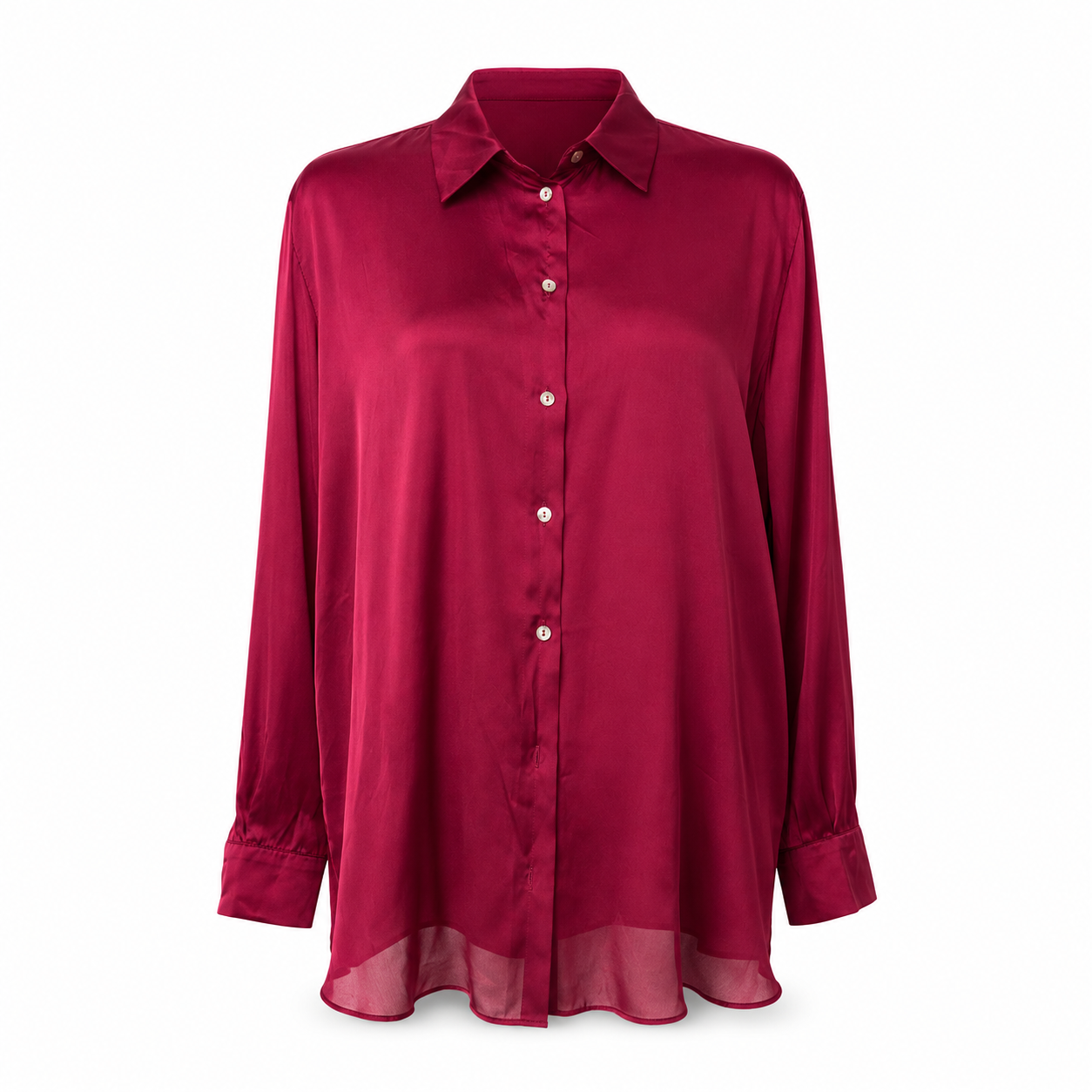 Zara Red Satin Shirt - Size L