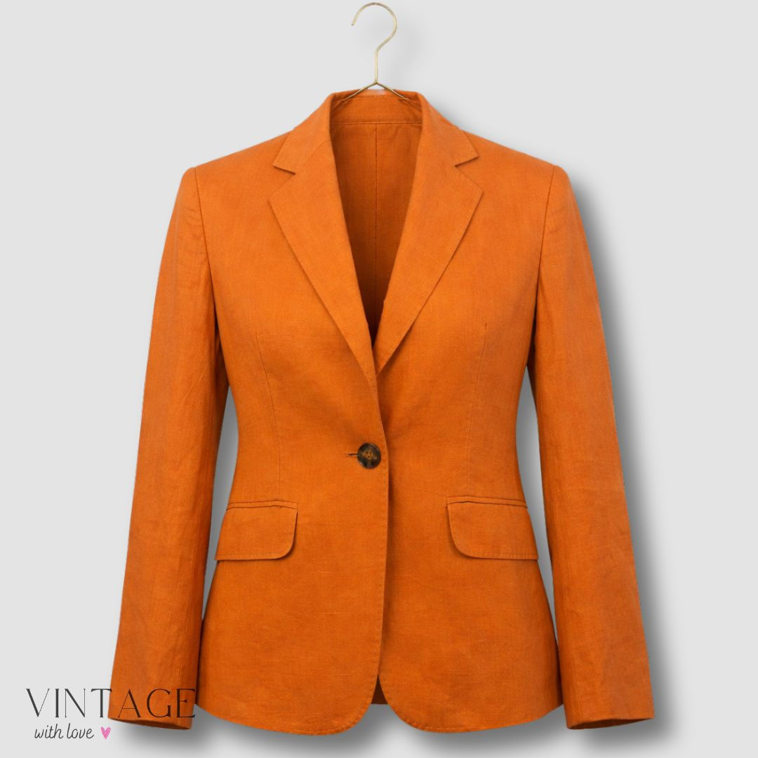 Trenery Orange French Linen Blazer - Size 4
