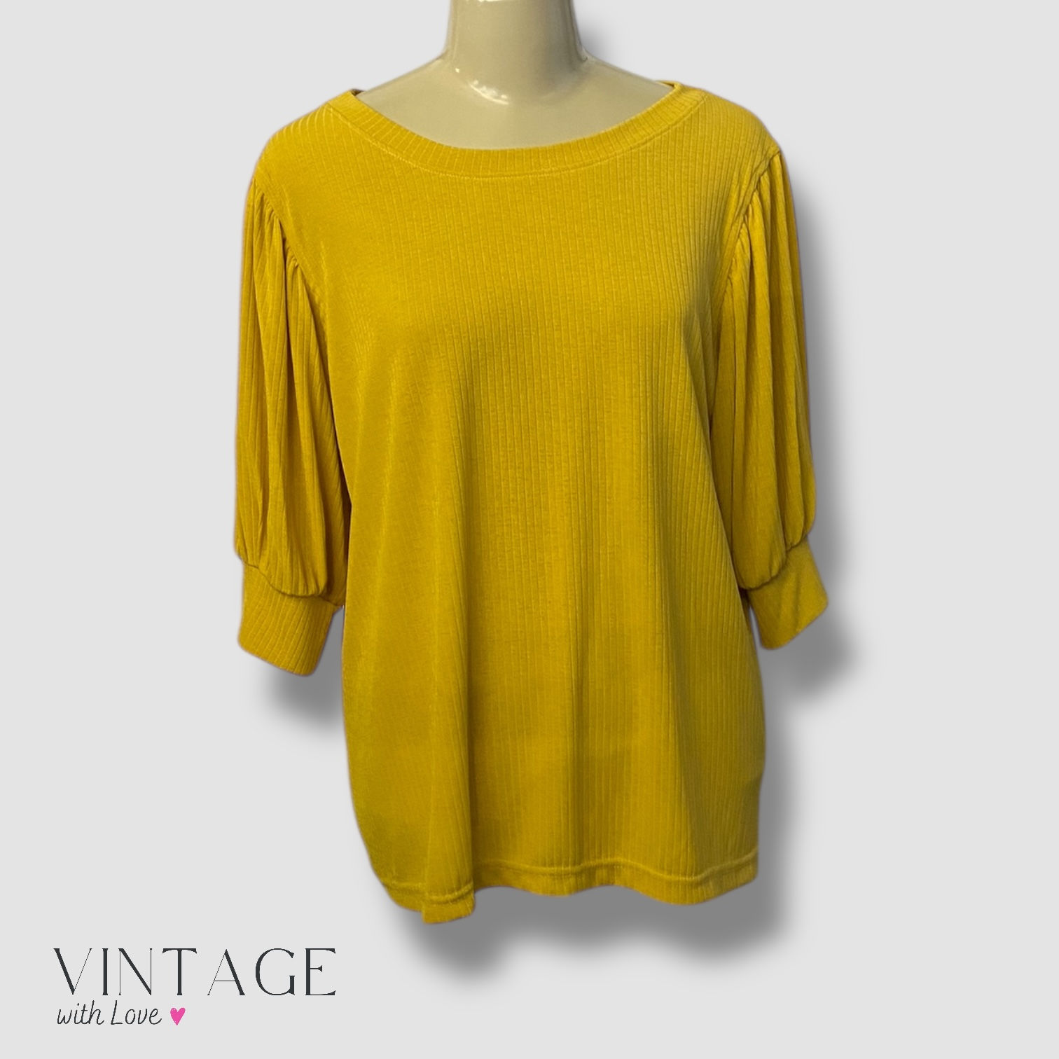 Signature By Des Mustard Yellow 3/4 Sleeve Top - Size 40 (XXL)