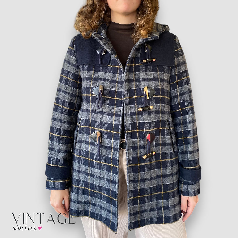 Thumbnail: Forever New Navy Blue Chequered Coat - Size EUR 40