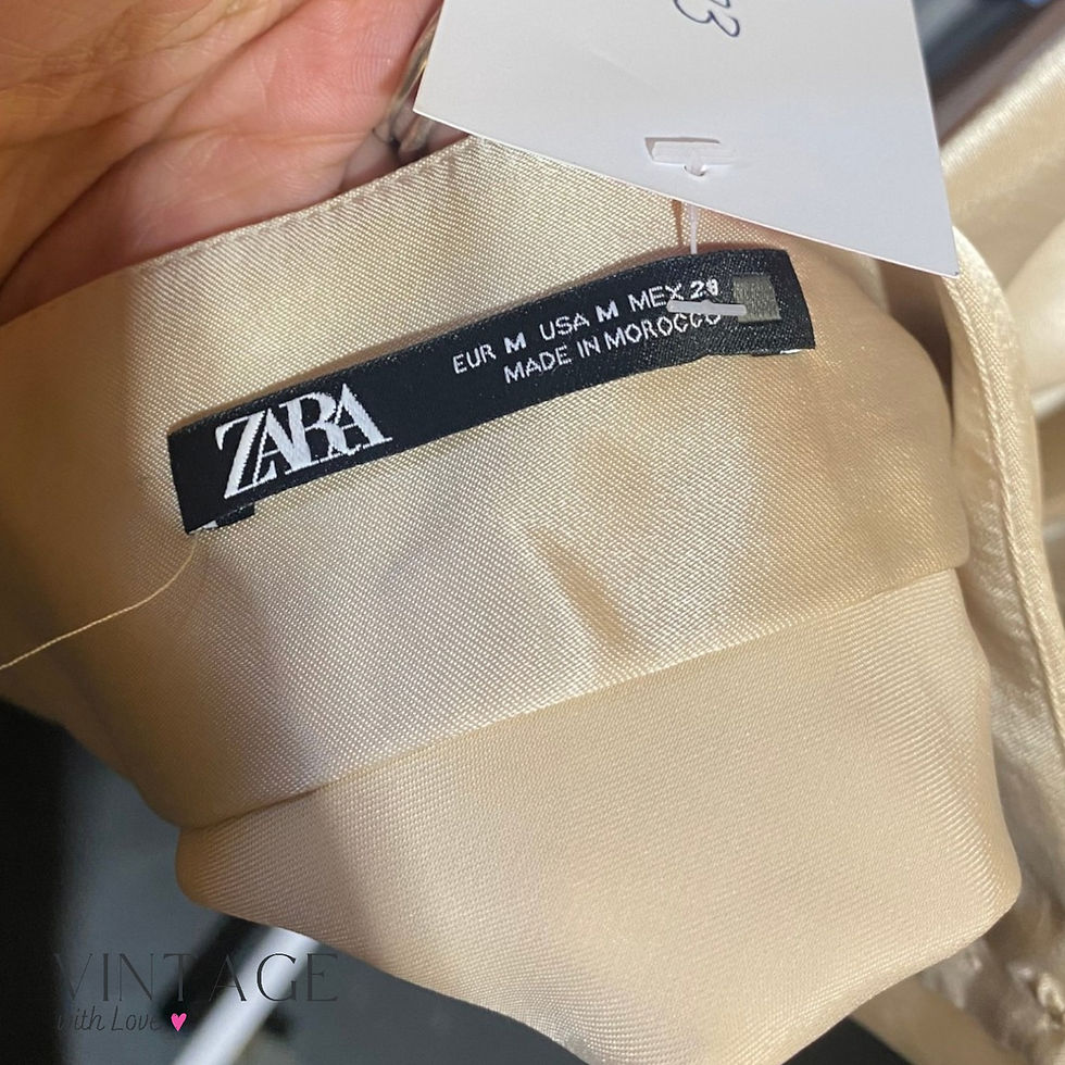 Thumbnail: Zara Champagne Satin Skirt- Size EUR M