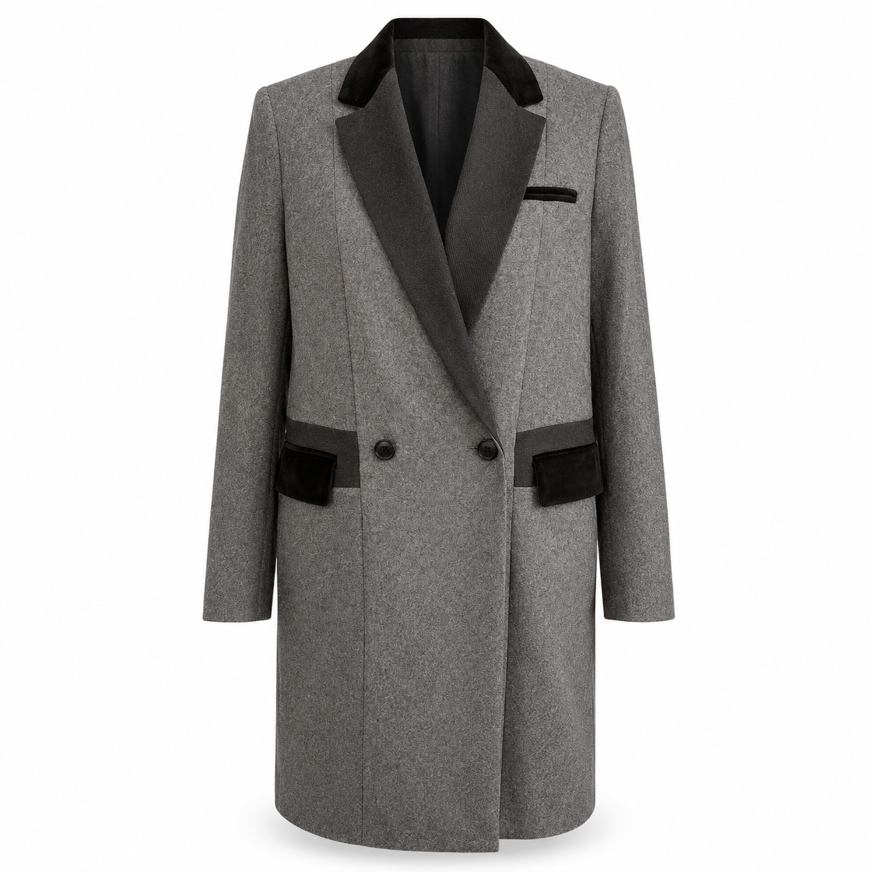 DKNY Grey Double Breasted Coat - Size M