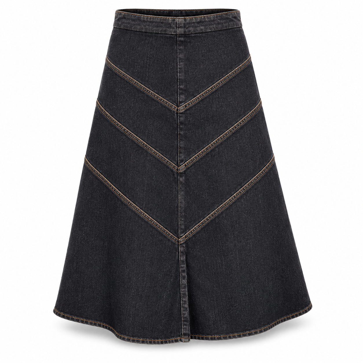 United Colors Of Benetton Black Denim Panel Skirt - Size Estimate S