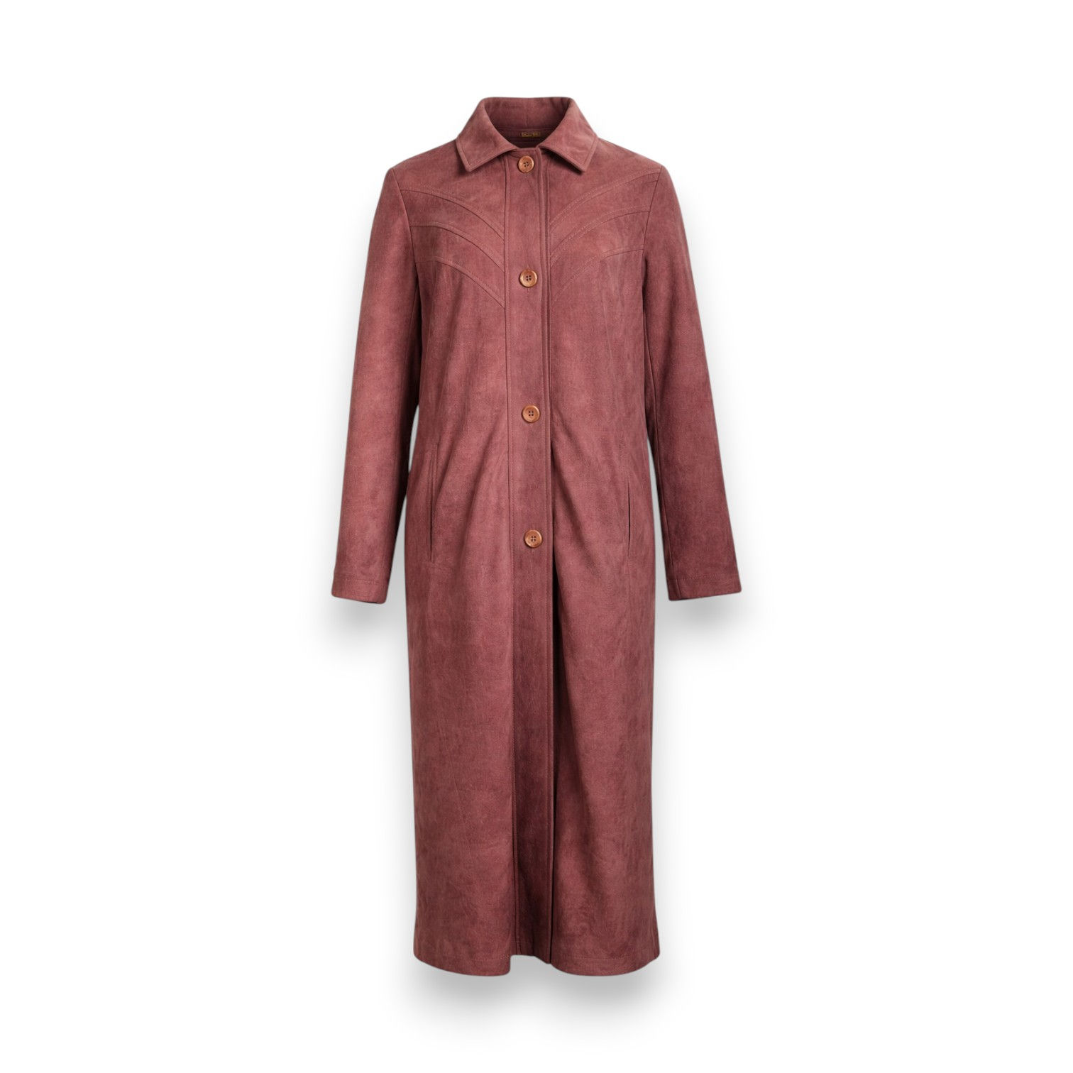 Dusty Pink Faux Suede Coat – Size 12