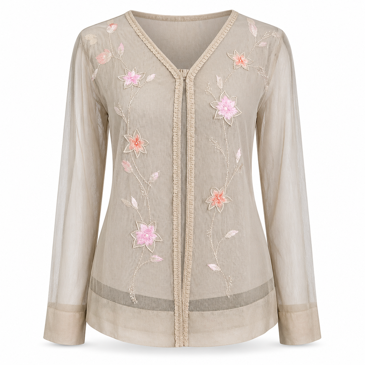 Laurel 2 Piece Beige Sheer Blouse - Size Estimate S
