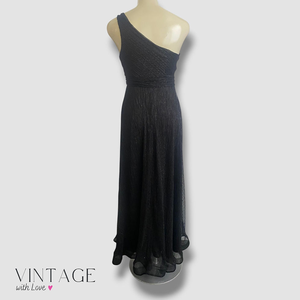 Thumbnail: RSVP Black & Silver Shimmer One-Shoulder Dress - Size S