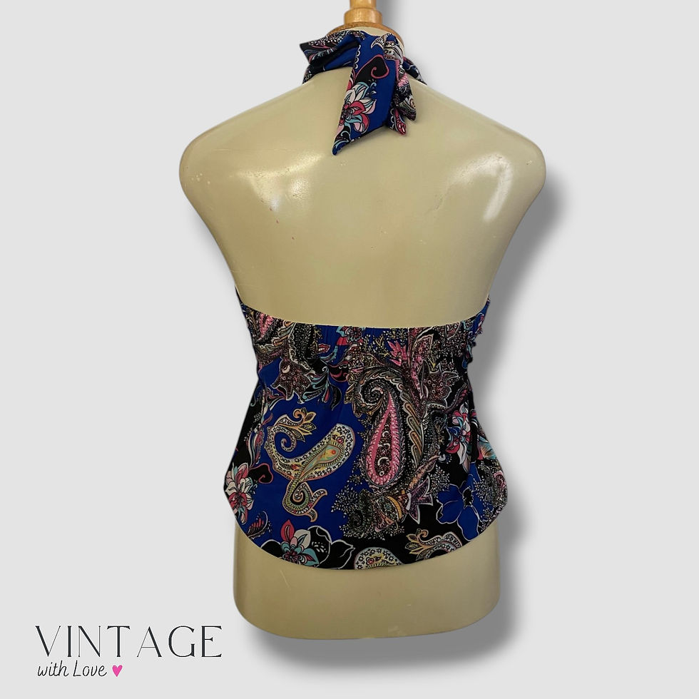 Thumbnail: Monsoon Blue Paisely Patterned Halter Top - Size M