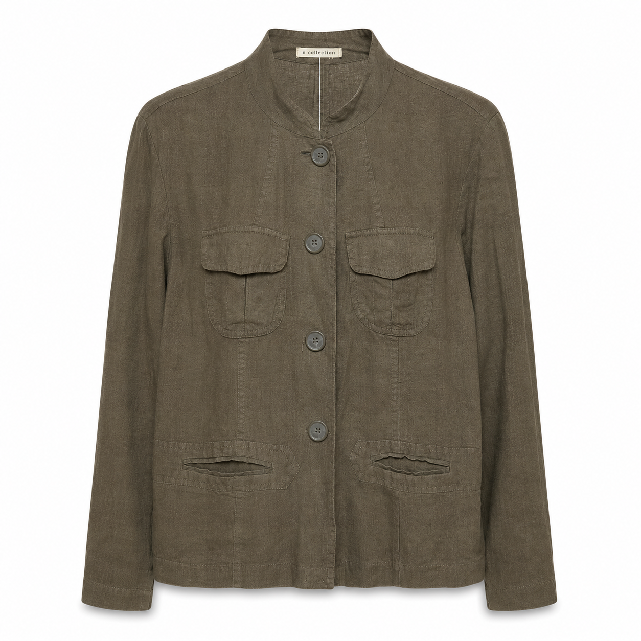 W Collection Olive Green Linen Shacket - Size 12