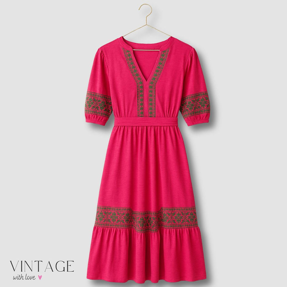 Boden Pink & Green Detail Belted Dress - Size UK 20