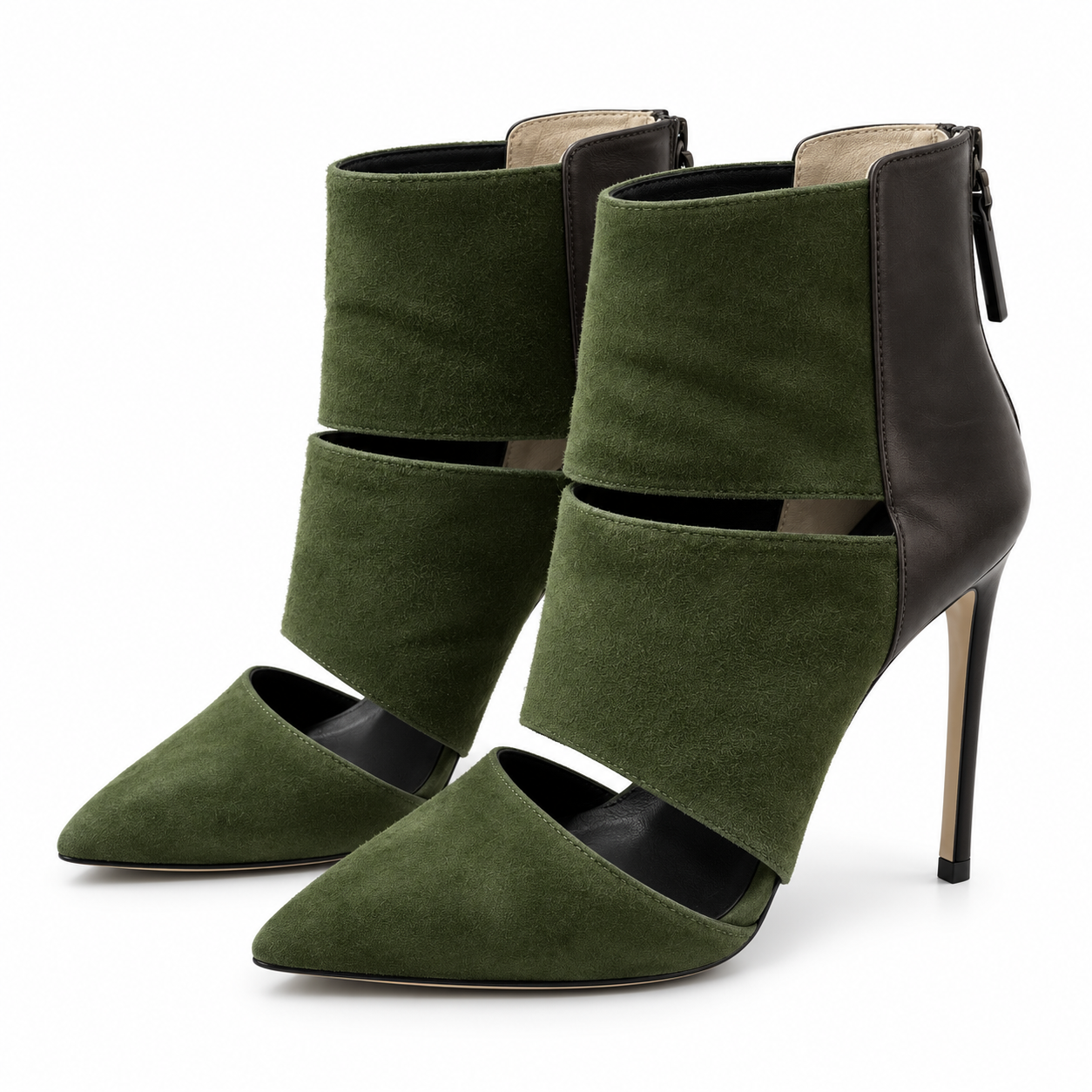 Tony Bianco Dark Green Suede Heels - Size UK8.5