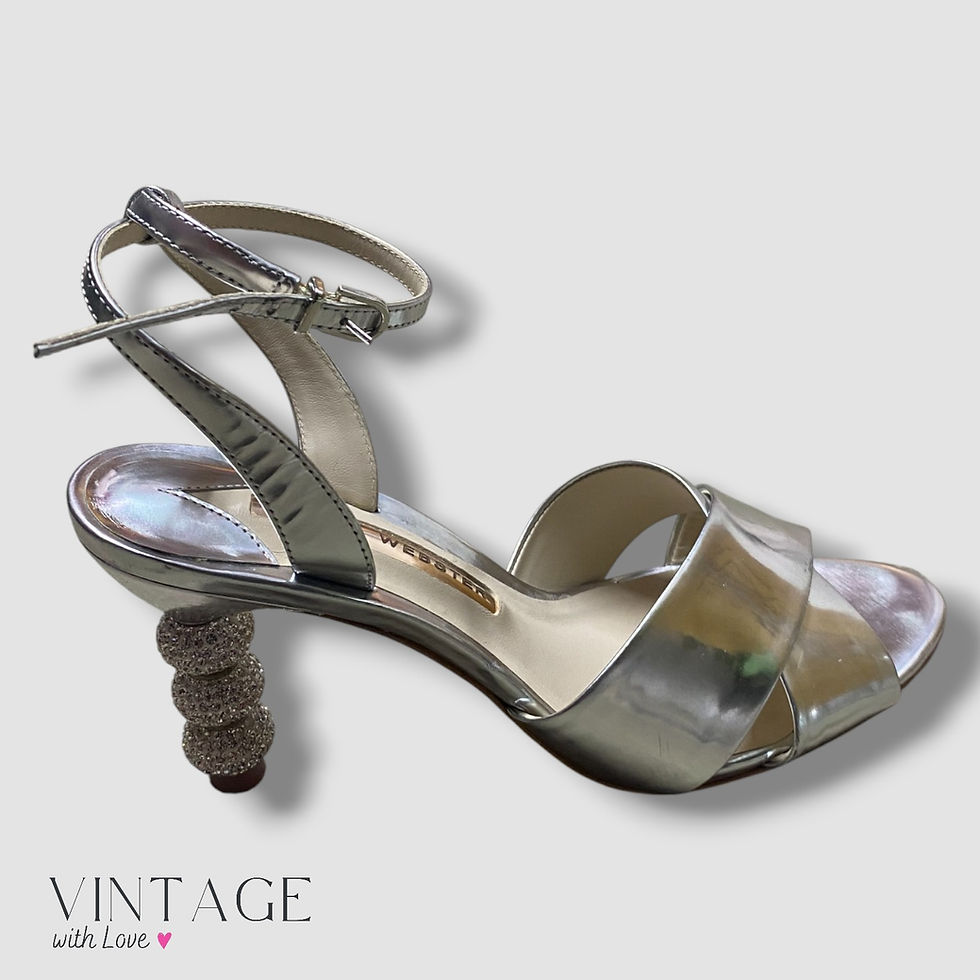 Thumbnail: Sophia Webster Silver Criss-Cross Strap Heel - Size 38