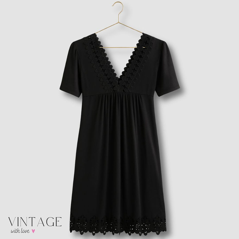 Black Crochet Short Sleeve Dress - Size 14