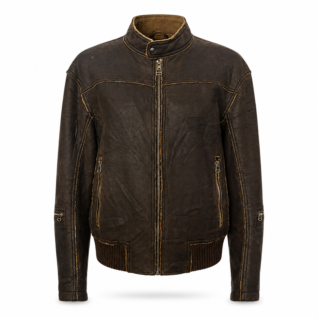 Hugo Boss Brown Biker Jacket - Size M