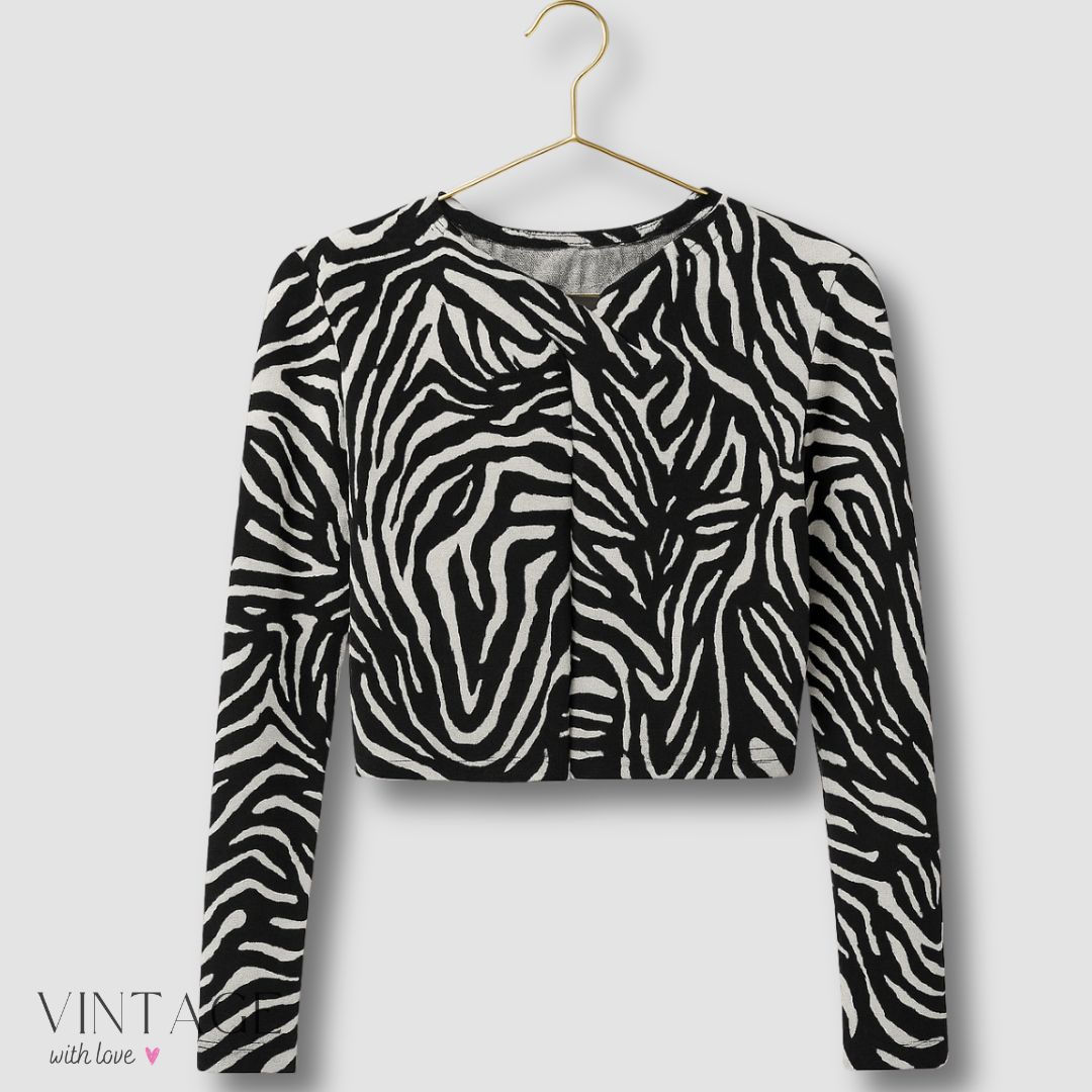 Zara Black & White Zebra Print Top - Size EUR M