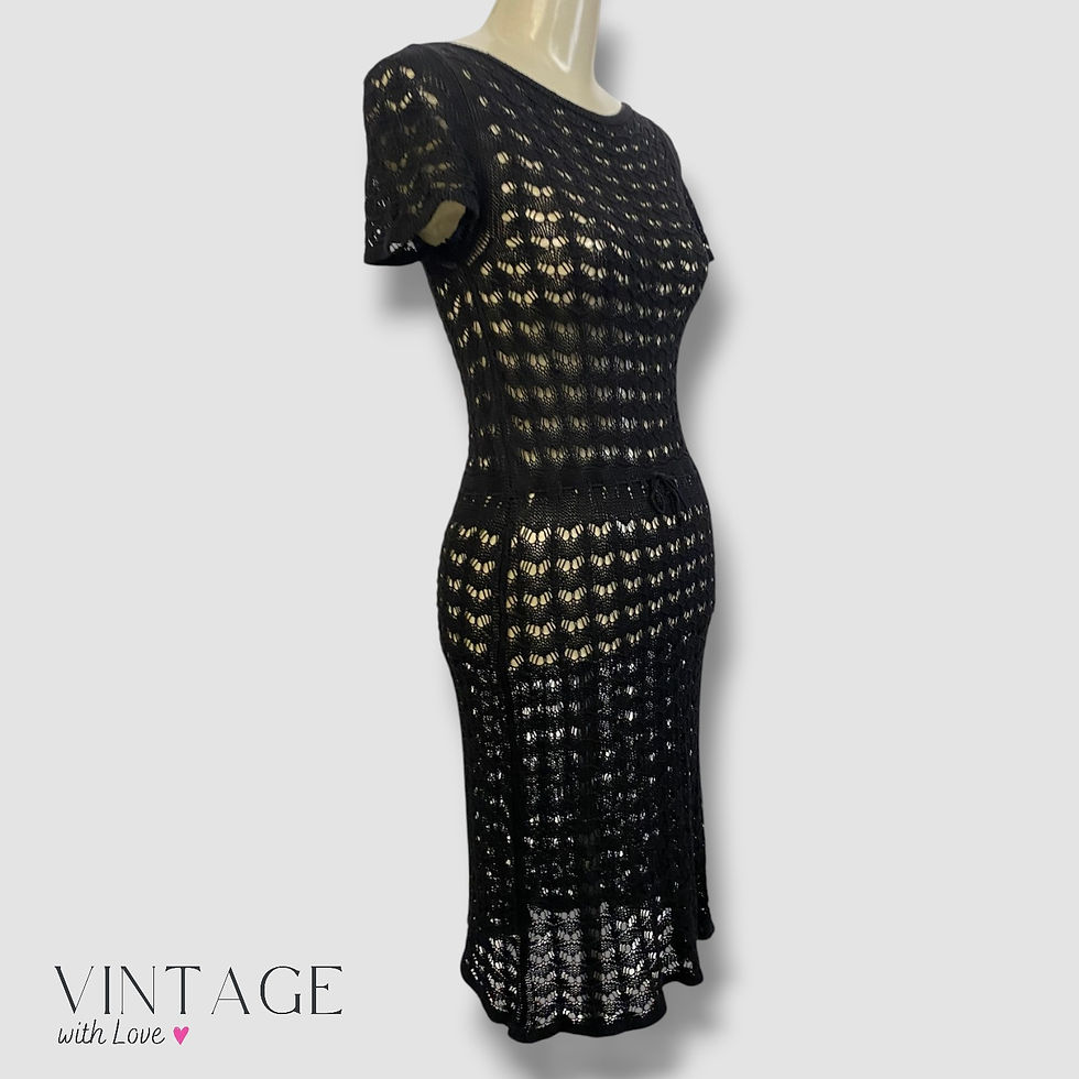 Thumbnail: Agnis Paris Black Crochet Maxi Dress - Size S/XS