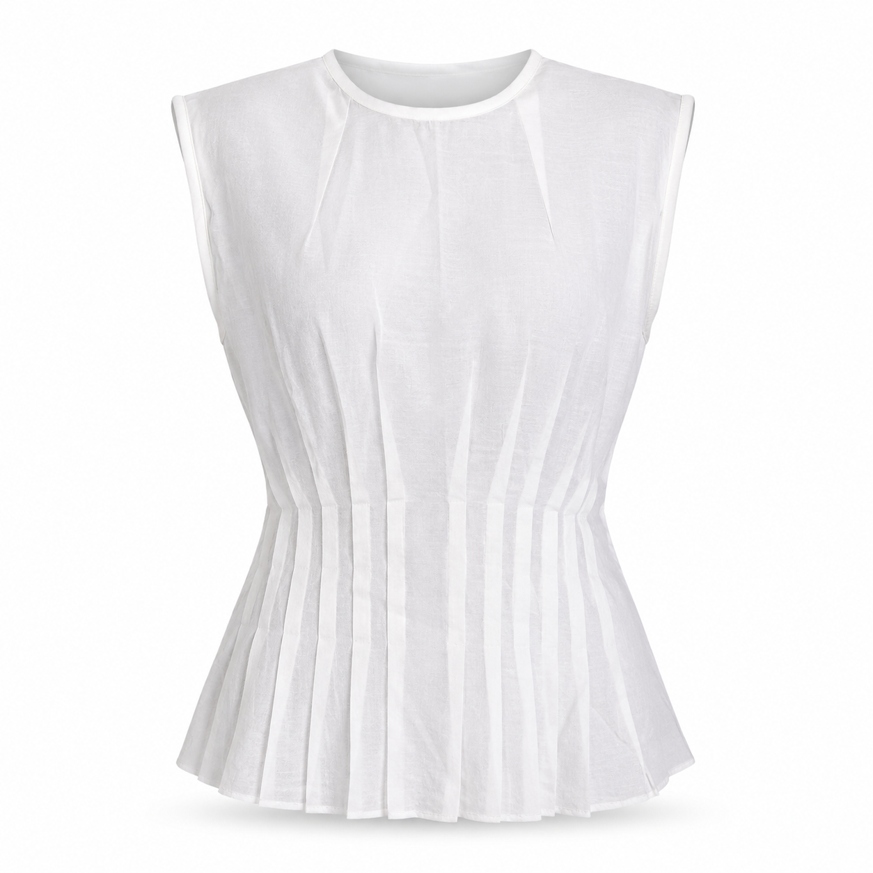 Poetry White Pleated Peplum Top - Size UK 8
