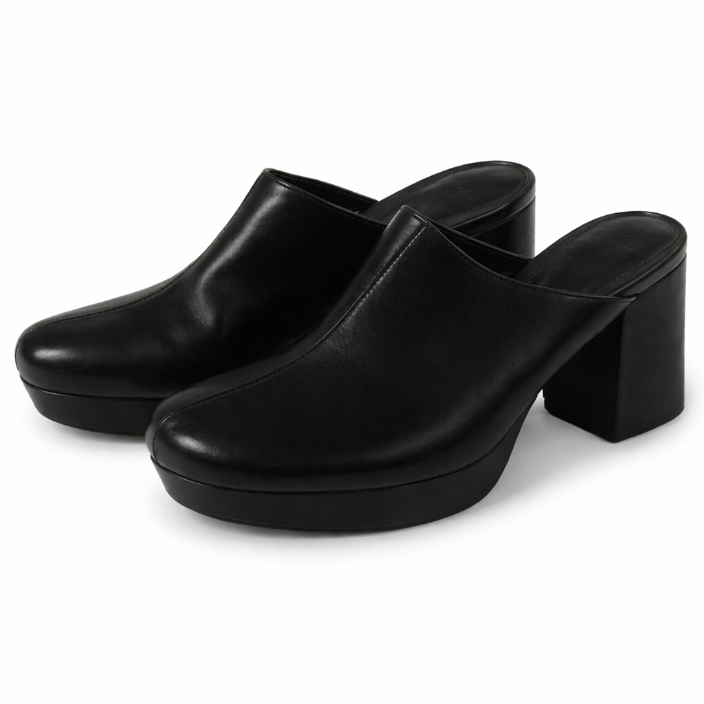 Zara Black Block Heel Mule - Size 41