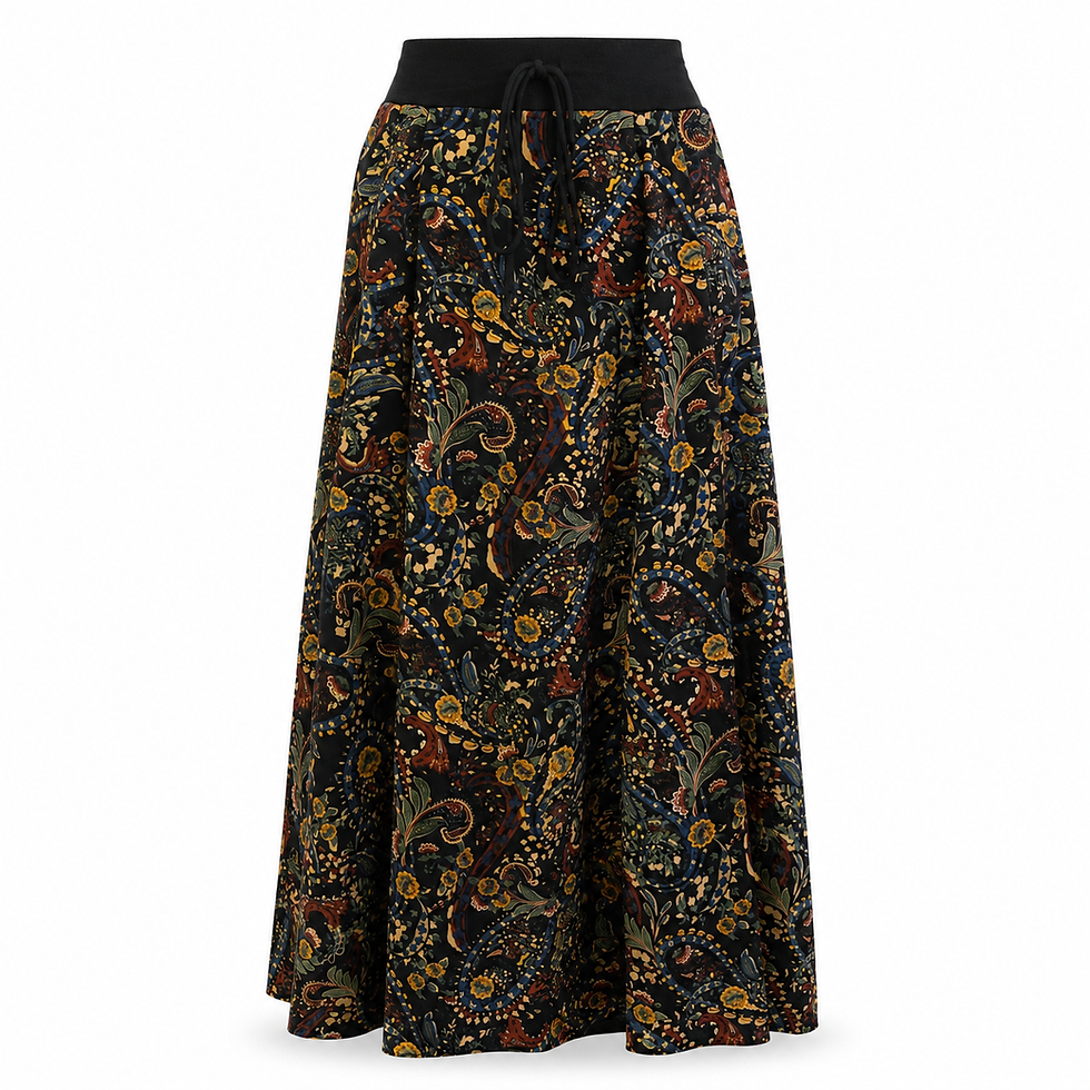 Thumbnail: New Vintage Black Multicoloured Floral Maxi Skirt - Size Estimated L