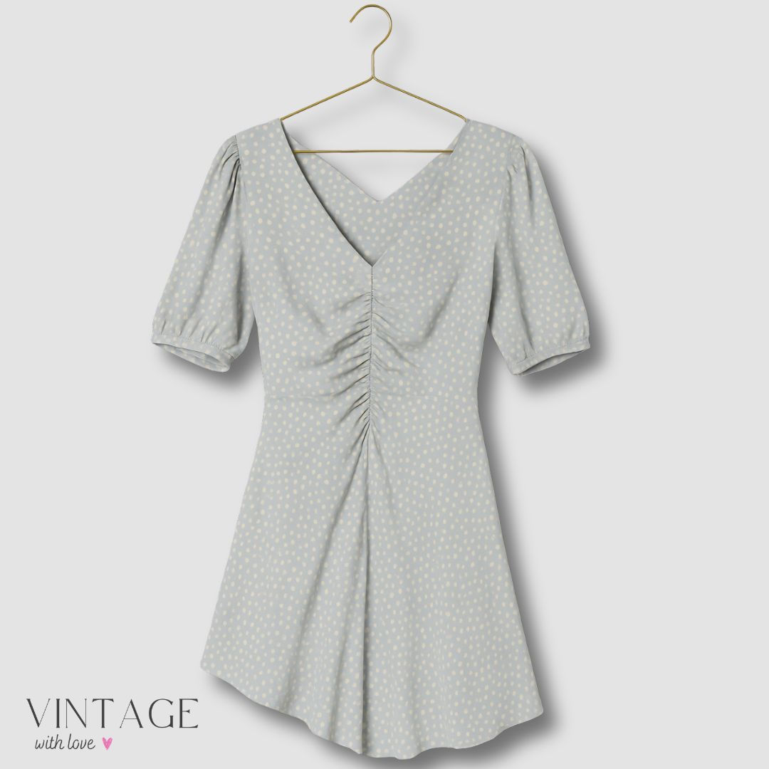 Zara Blue & White Patterned Dress Back Dress - Size EUR M