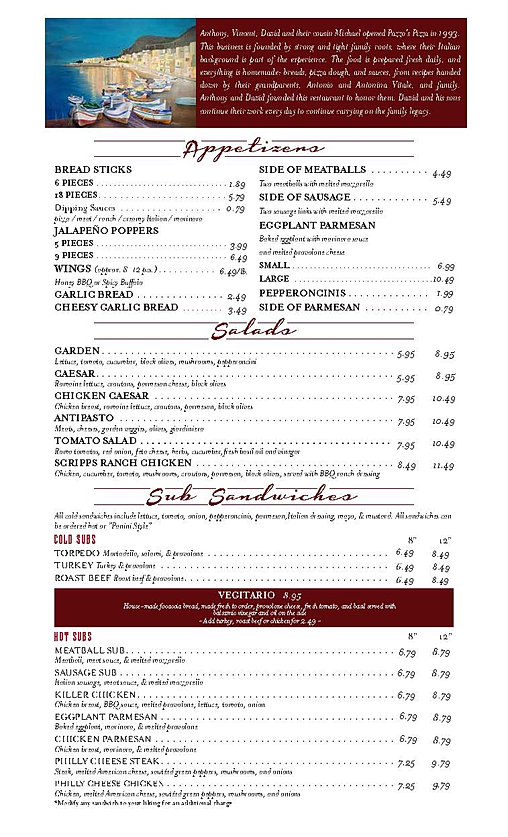 Pazzo's Pizza Menu San Diego, CA