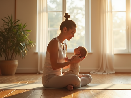 Mum and baby bonding in yoga