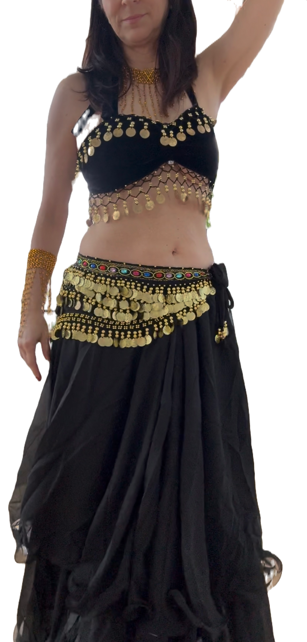 Haut Acacia, ceinture Bijoux sur vagues et jupe Superpositions /Acacia top,