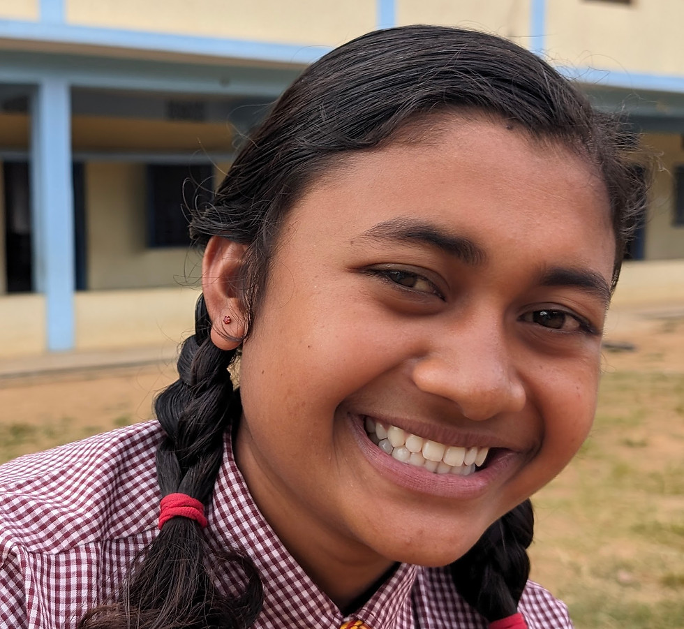 female student with a big smile