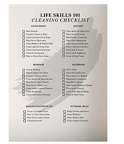 A page from "The Path Isn't Linear" by Derricka Destiny cleaning checklist page