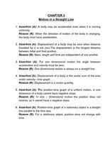 Class XI- Motion in a Straight Line AR Questions
