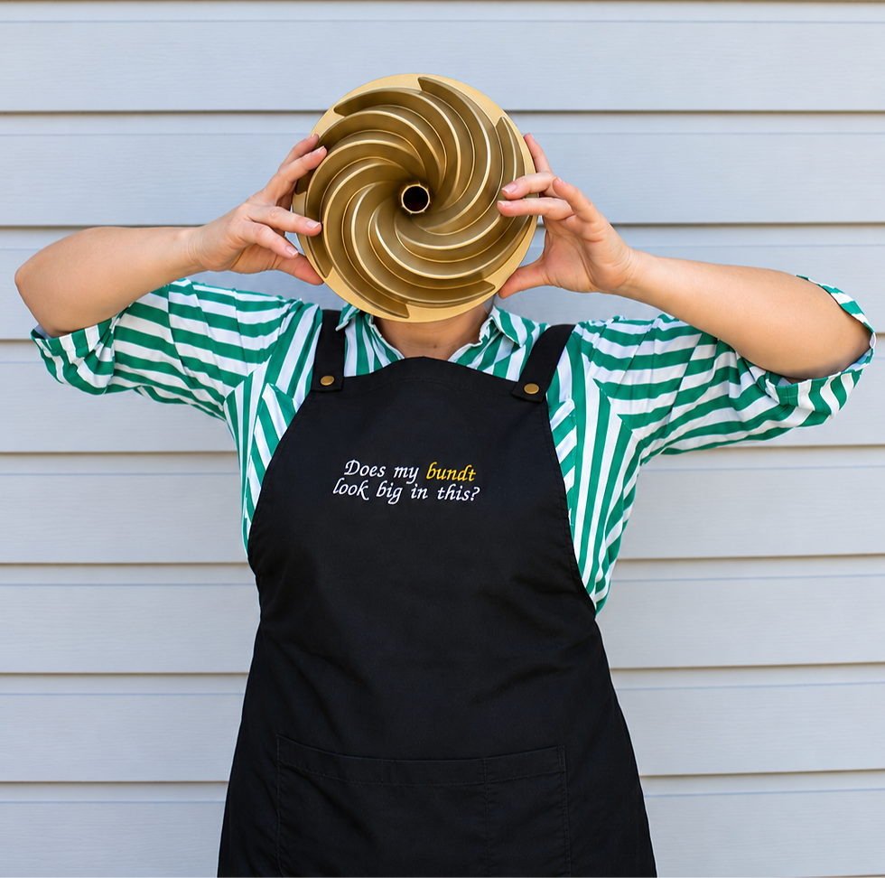Apron embroidered with Does My Bundt Look Big in This design