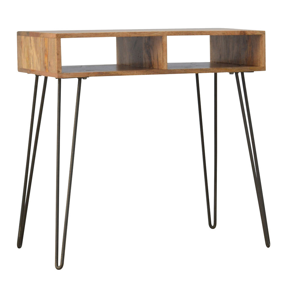 Thumbnail: Solid Wood & Iron Base Writing Desk with Stool