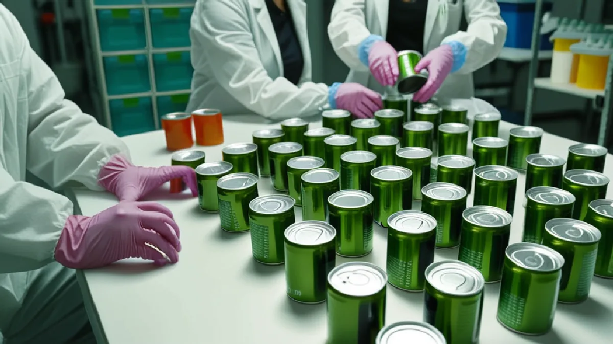 Product developers organize unmarked beverage samples around effects-focused formulation and safety testing