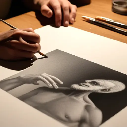 A faceless artist pauses over unfinished work beside a pre-roll, evoking the film’s urgent meditation on time and creativity.