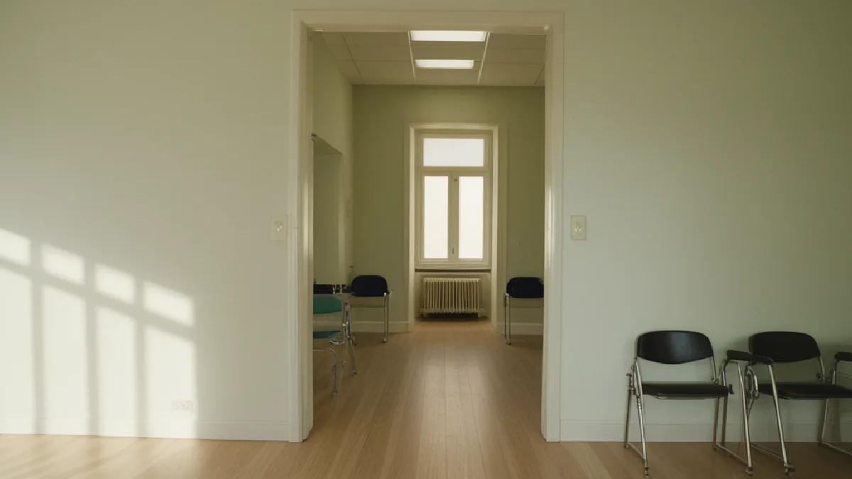 An empty supervised-care room emphasizes that a regulatory refiling has not yet changed practical access.