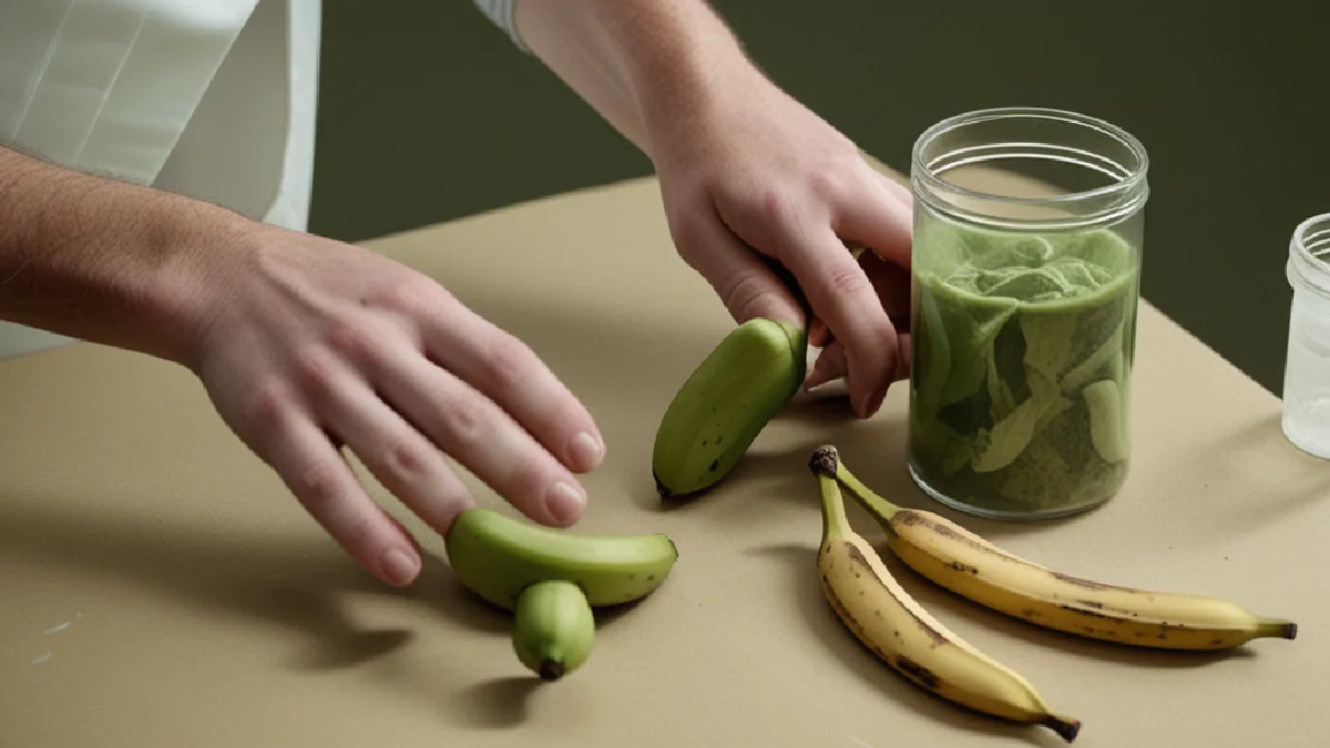 Gloved hands examine dried banana peel during the New York University investigation into the hoax.
