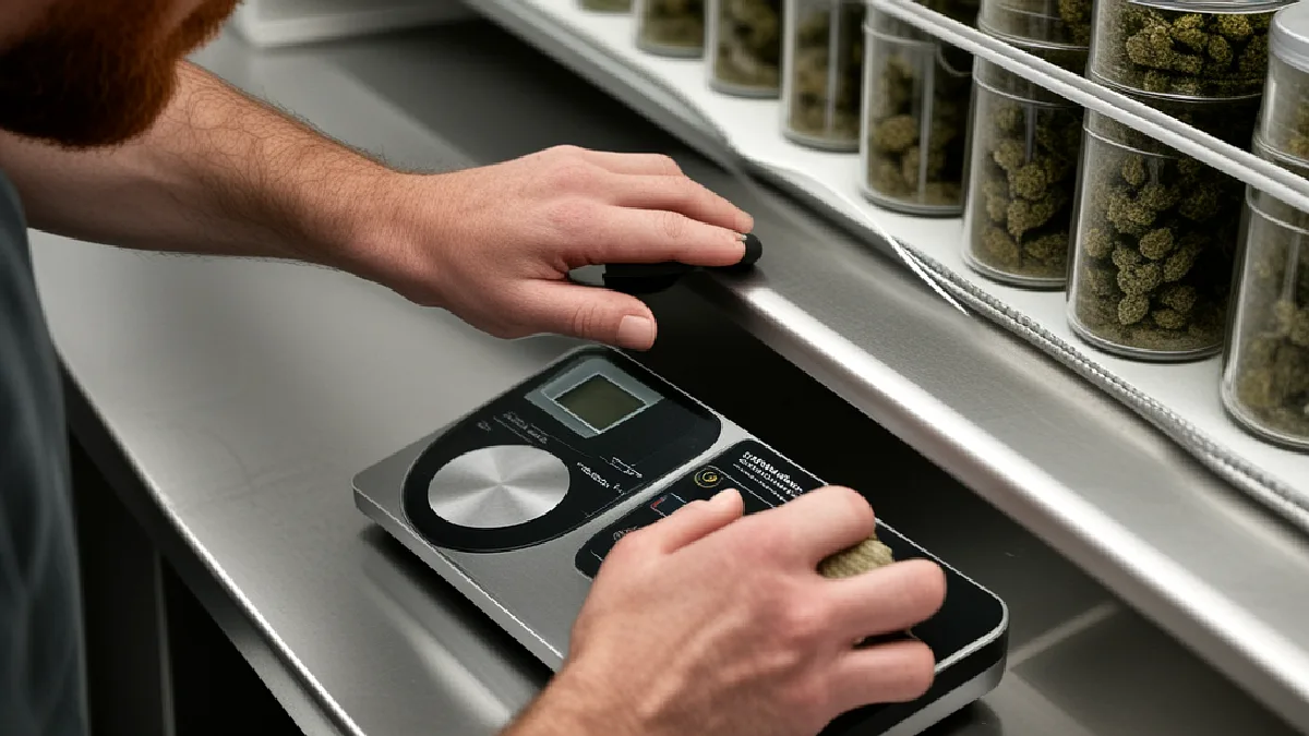 Gloved hands inspect blank product containers in a fulfillment room, showing routine operations remained unchanged.