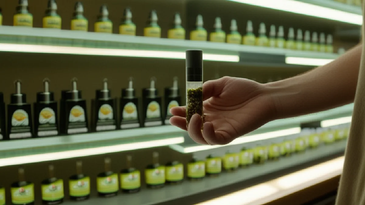 A mid-Atlantic retail counter shows flower, vape hardware and measured edibles linked to emerging market trends.